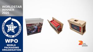 Den World Star Award 2025 in der Kategorie „Electronics" gewann DS Smith mit der Verpackung der TransSteel 2200C für Fronius International