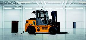 Die neuen 4-9-Tonnen-Modelle der Hyundai B-X-Serie sind mit einem 309–348-VHochspannungs- Li-Ionen-Batteriesystem ausgestattet, das für die Leistungsabgabe bei intensiven Schwerlastanwendungen ausgelegt ist