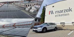 Marzek Etiketten+Packaging setzt auf Photovoltaik und E-Mobilität: 12 Ladestationen stehen für E-Autos von Kund:innen und Mitarbeiter:innen zur Verfügung