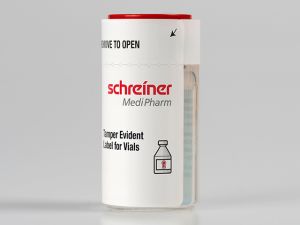 Das neue Sicherheitslabel von Schreiner MediPharm schützt dank seiner eindeutigen Erstöffnungsindikation die Integrität von Vials und hilft, deren illegale Wiederverwendung zu vermeiden