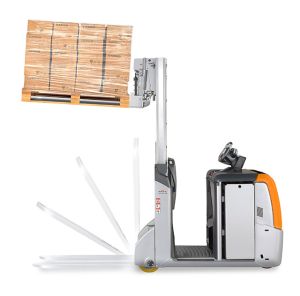 Die Gabeln des STILL LTX-FF lassen sich per Knopfdruck ausklappen und verwandeln den Schlepper in Sekundenschnelle in einen Stapler.