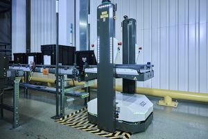 Die autonomen mobilen Roboter Open Shuttles sorgen für die Produktionsversorgung und den nahtlosen Materialfluss bei B&R